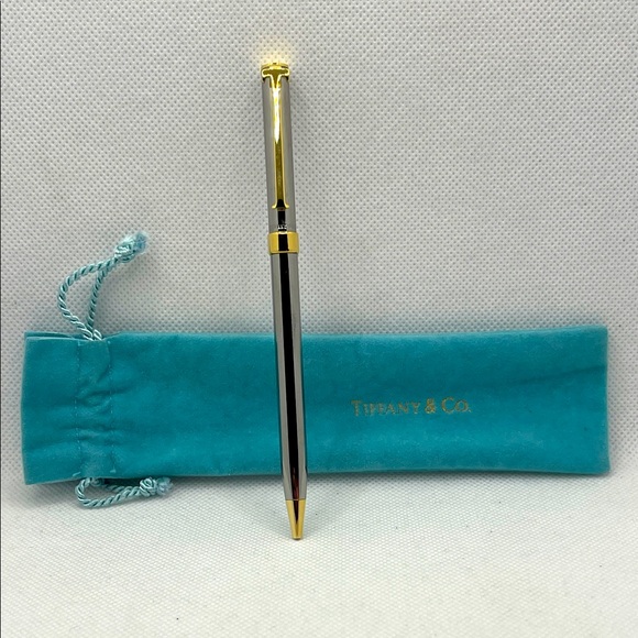 Tiffany & Co. 925 Sterling Silver/Gold Plated T-Clip Ballpoint Pen - Picture 1 of 5
